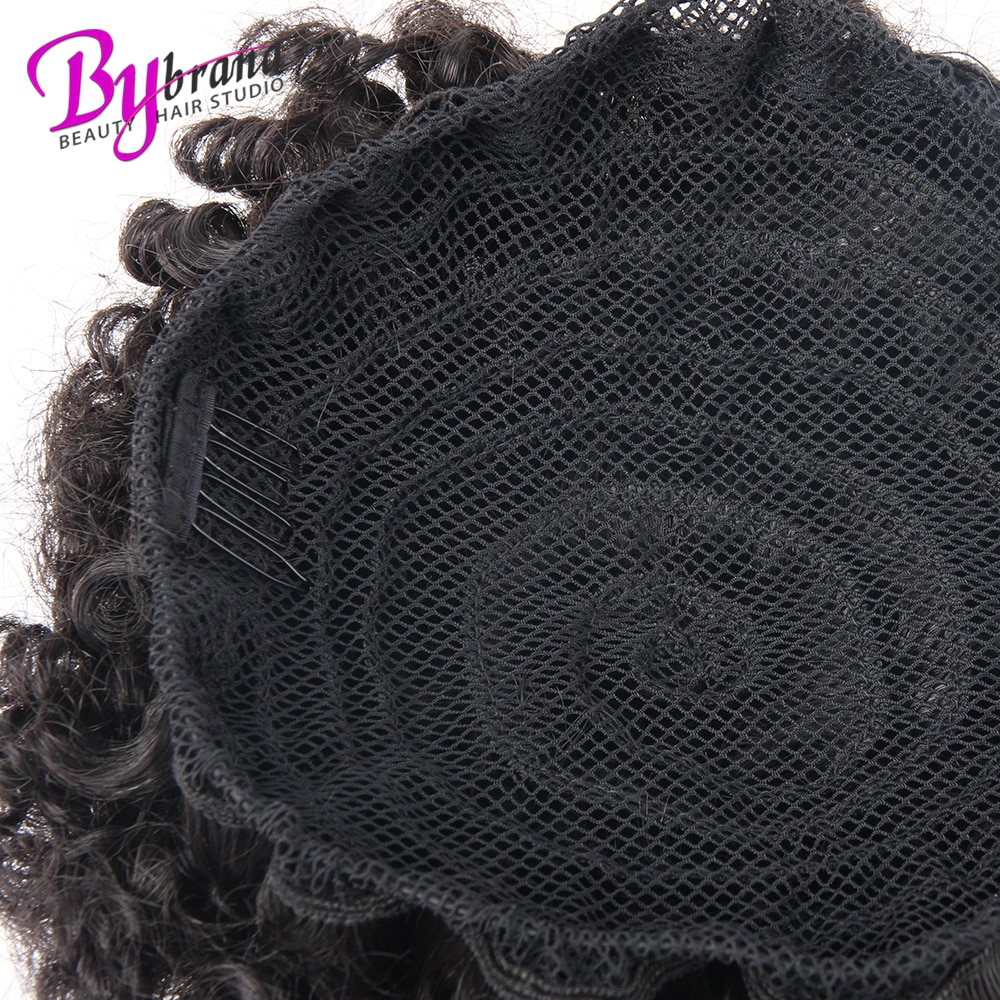 Afro Kinky Curly Ponytail Chignon For Women Natural Black Remy Hair Clip In Ponytails Drawstring 100% Human Hair Extension 1 PCS (8)