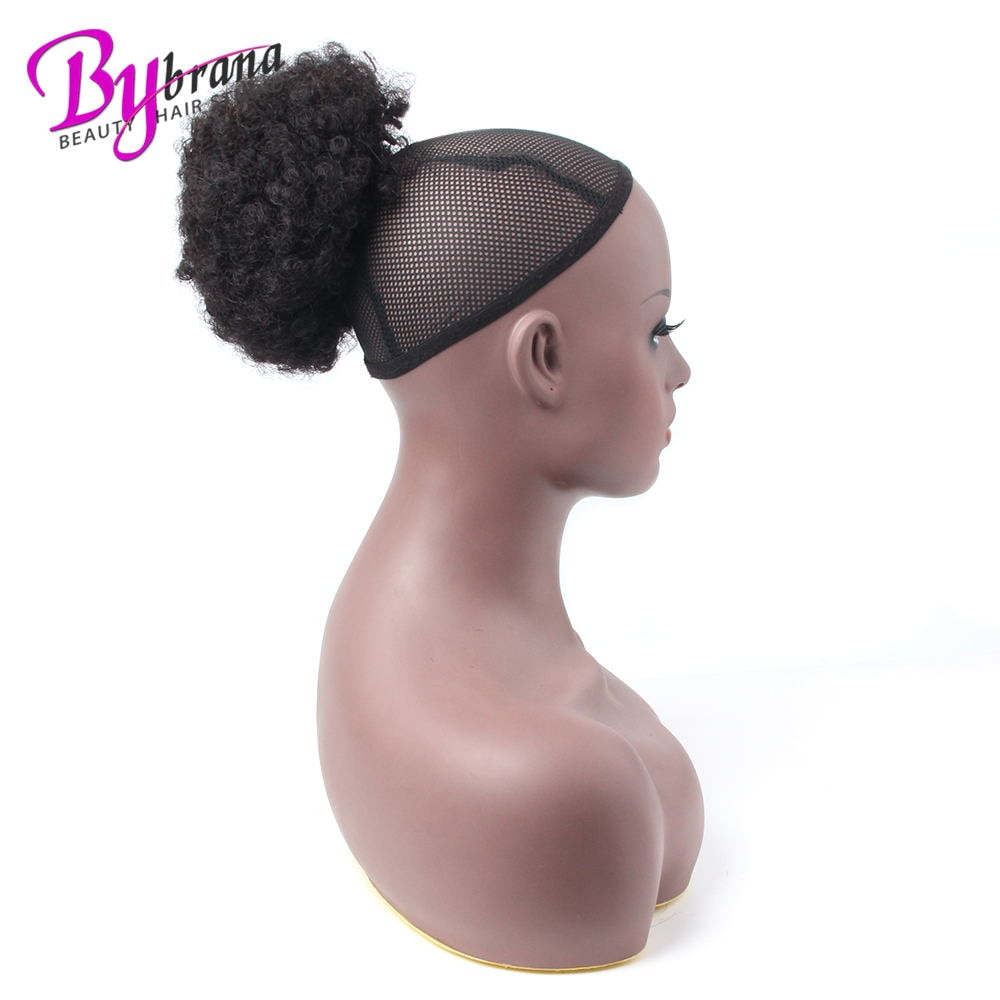 Afro Kinky Curly Ponytail Chignon For Women Natural Black Remy Hair Clip In Ponytails Drawstring 100% Human Hair Extension 1 PCS (13)