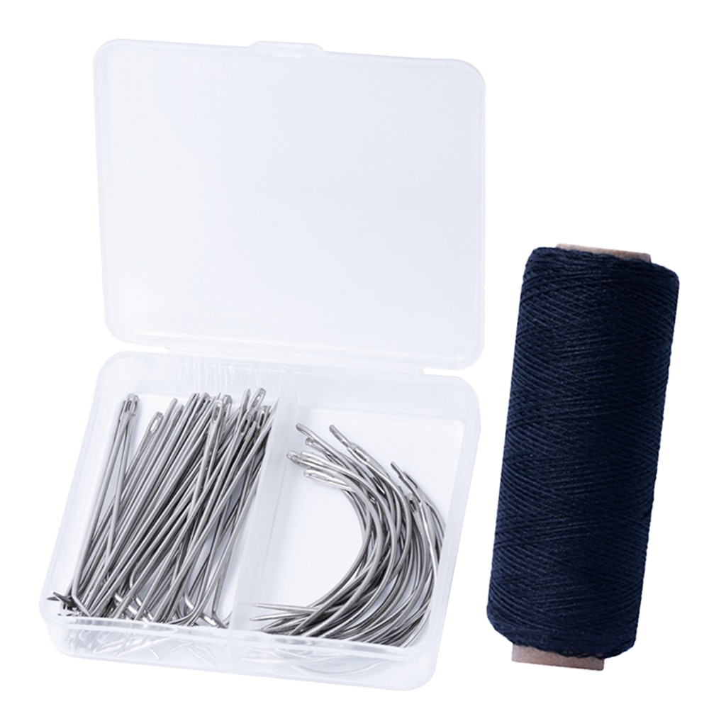 72 Pieces Wig Making Pins Needles Set - Wig T Pins and C Curved Needles with 260 Yards Thread for Wig Making Blocking Knitting